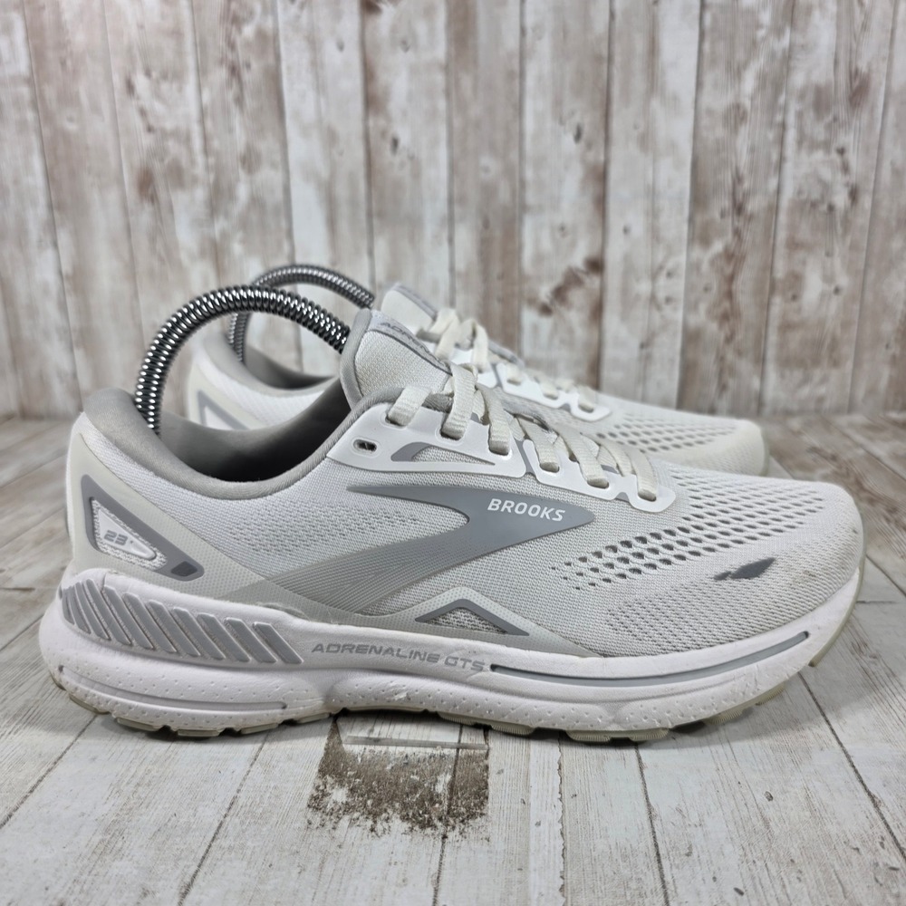Brooks Adrenaline GTS 23 Womens Running Shoes White Grey 1203811B104 Size 8.5